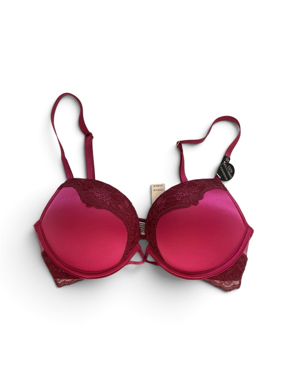 Victoria’s Secret Bombshell Push Up Lace Bra Pink Magenta Size 32B NEW NWT